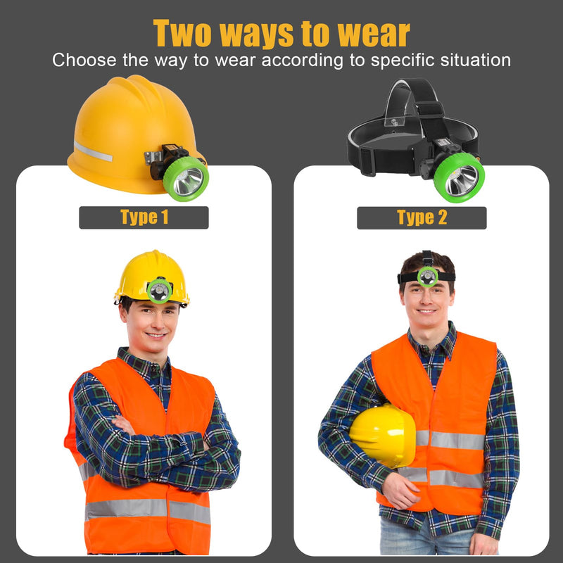 Rechargeable Mining Headlamp with 7 LEDs, Explosion-Proof Cap Light for Coon Hunting, Hard Hat Helmet Flashlight for Mining, Fishing, Hiking, Outdoor Night Work, Waterproof Headlight Green