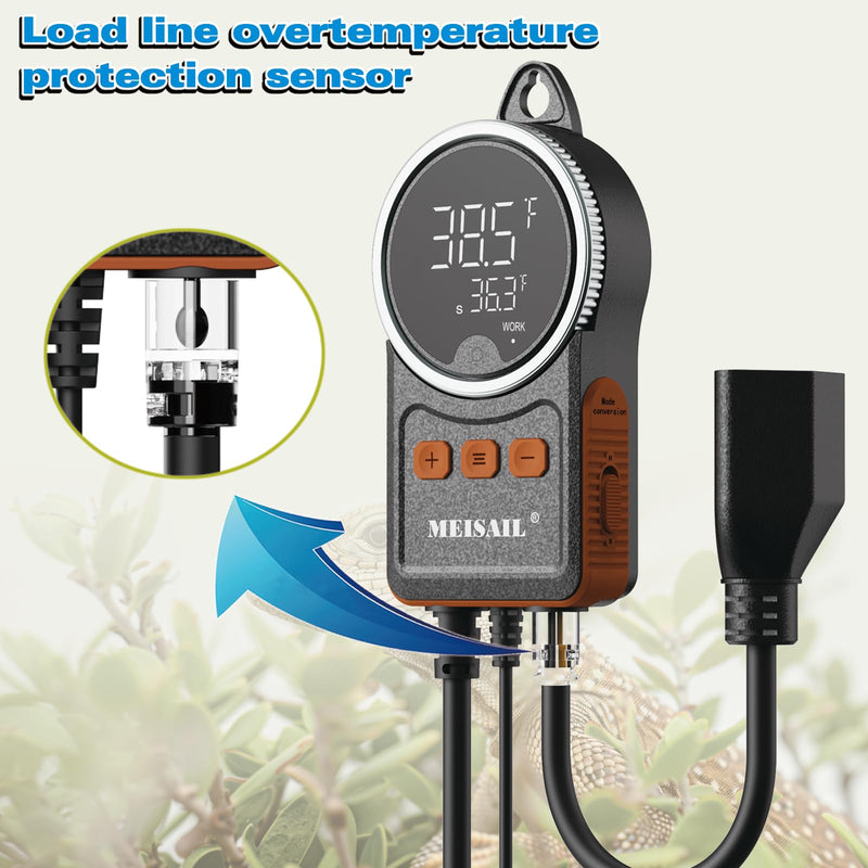 Temperature Controller can be Used for aquaculture, Plant mat Heating, Reptile Thermostat, with Load line Over-Temperature Protection and Dual Sensor auto-Safety Calibration MS-60A - BeesActive Australia