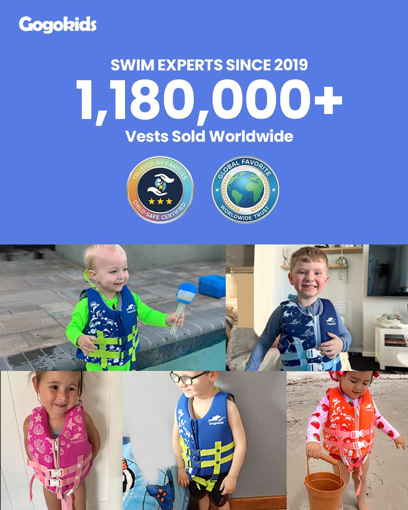 Gogokids Toddler Swim Vest, Kids Floaties – Boys & Girls Buoyancy Jacket for Pool & Beach, Fits 2-8 Years / 22-60 lbs Pink Dolphin S (2-4 Years) - BeesActive Australia