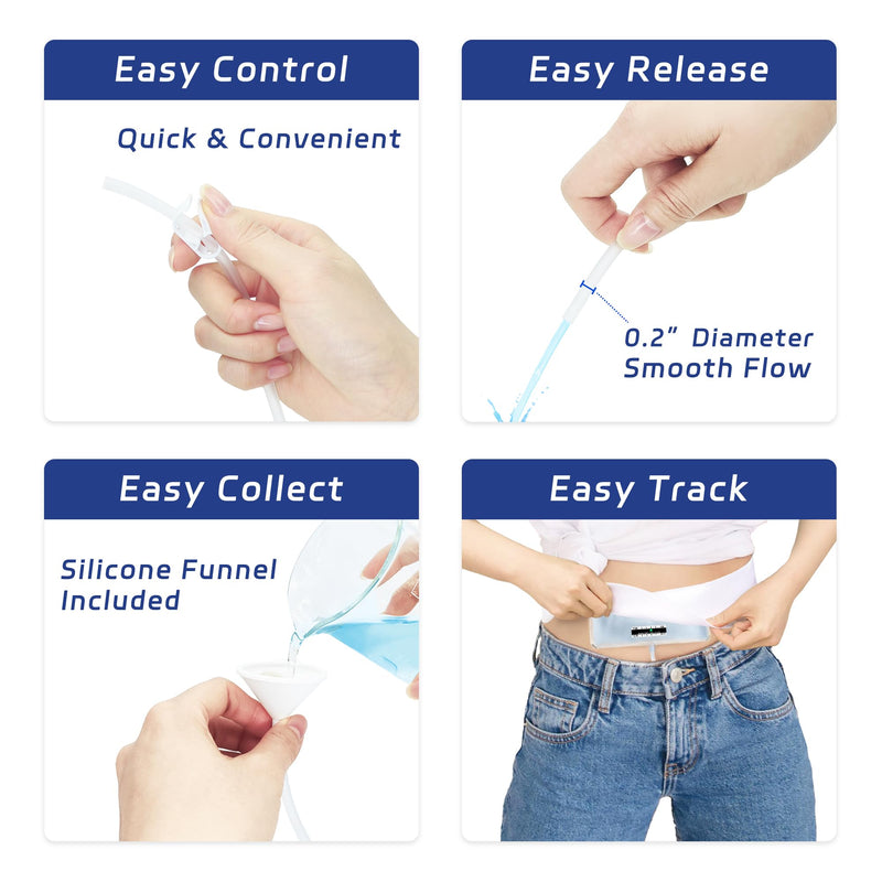 Urine Test Complete Kit – 2 oz to 4 oz Concealed Sample Bag with Adjustable Belt, 43.3” Hi-Stretch and Comfortable Belt, Urine Test Thermometer Stickers and Silicone Funnel White - BeesActive Australia
