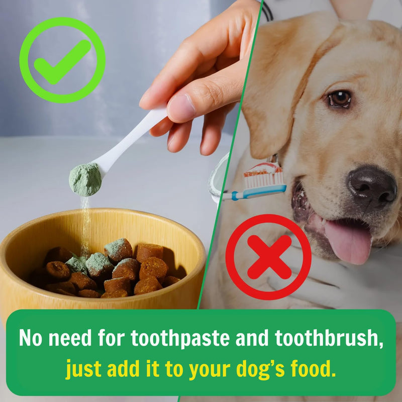 Plaque Off Remover For Dogs 120g Natural Dog Teeth Cleaning Product, Dog Dental Care with Probiotics, Dog Plaque and Tartar Remover, Breath Freshener Powder for Small, Medium, Large Dogs