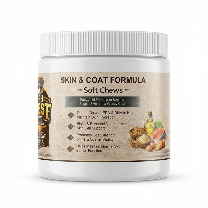 High Quest Skin & Coat Dog Supplement – Salmon Oil, Omega 3, Biotin Soft Chews, Shedding Support for All Breeds (+6 Months Old) - 60 Chews