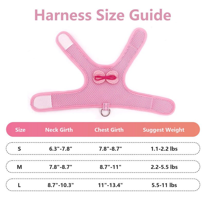 AIITLE Bunny Harness and Leash Set, Soft Breathable Mesh Vest Harness with Cute Bow for Rabbits Kitten Ferret Small Pig Puppy Walking Supplies Pink M Medium - BeesActive Australia