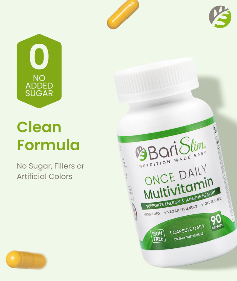 BariSlim Once Daily Bariatric Multivitamin Capsule - Iron-Free Formula - Bariatric Vitamin and Supplement for Post Surgery, Including Gastric Bypass and Gastric Sleeve | 90-Day Supply 90 Count (Pack of 1)
