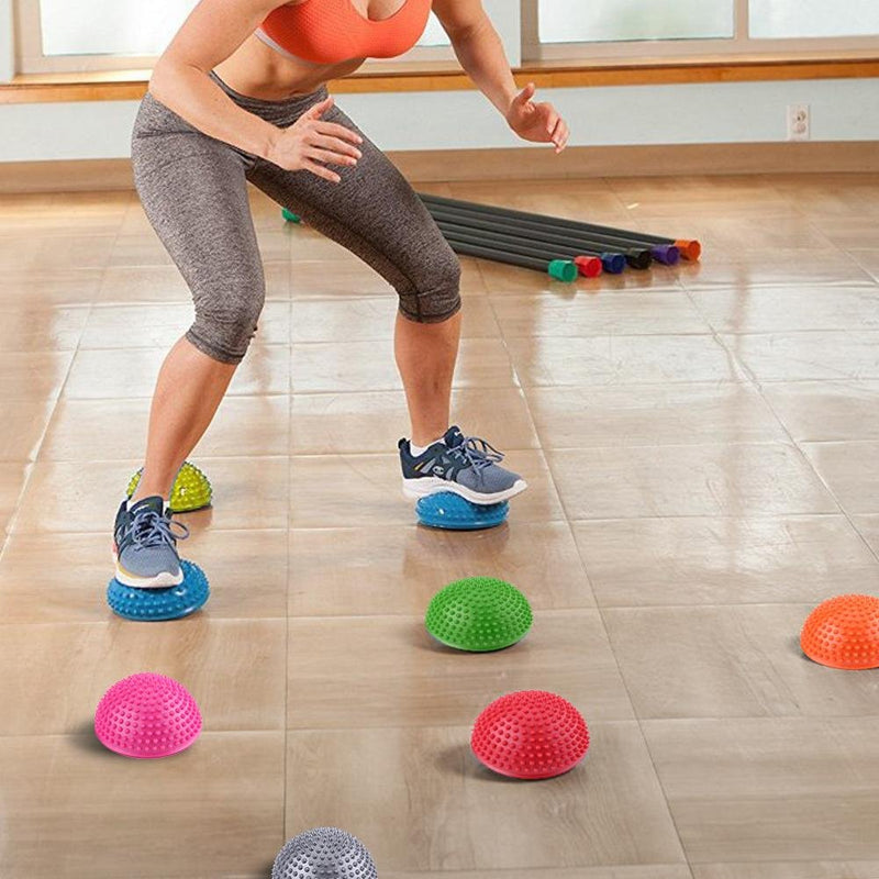 PVC Semi-Circular Durian Ball Inflatable Half Yoga Balls Massage Point Fitball Exercises Trainer Fitness Balance Ball(Green)