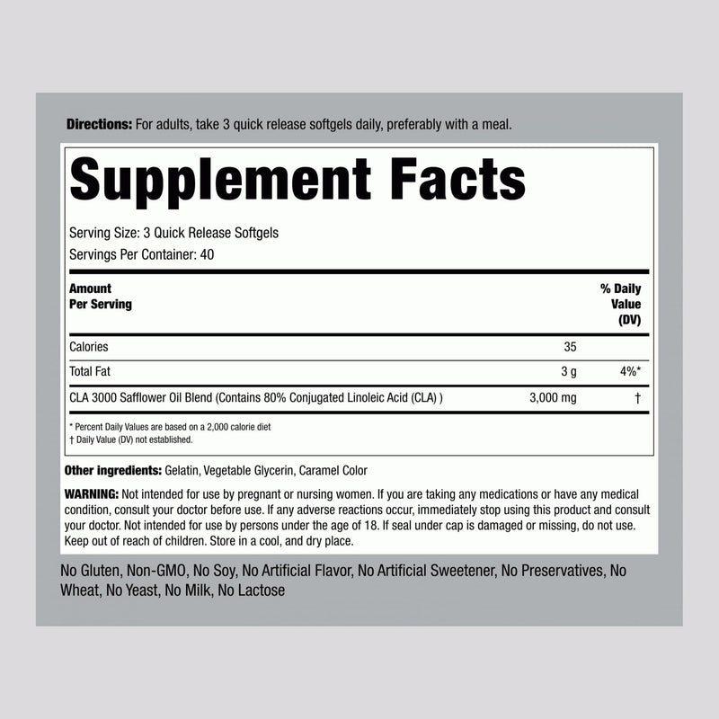 Piping Rock CLA Supplements | 3000mg | Conjugated Linoleic Acid | 120 Softgels | Non-GMO, Gluten Free - BeesActive Australia