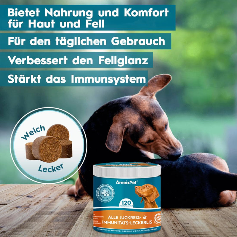 AmeizPet Dog Soft Treats Anti Itch & Immune for Dogs, Itchy Skin and Fur Dog Digestive Snacks, 120 Dog Treats Itch Relief & Immunity 120 Pieces (Pack of 1) - BeesActive Australia