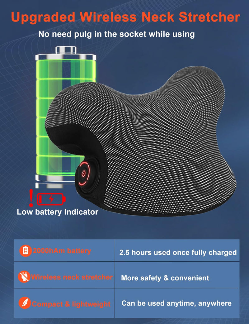 Wireless Heated Neck Stretcher for Pain Relief, Portable Cordless Neck Shoulder Cervical Traction Device with Graphene Heating Pad No Smell Magnetic Therapy Case Relaxer for TMJ Migraine Spine Alignme - BeesActive Australia
