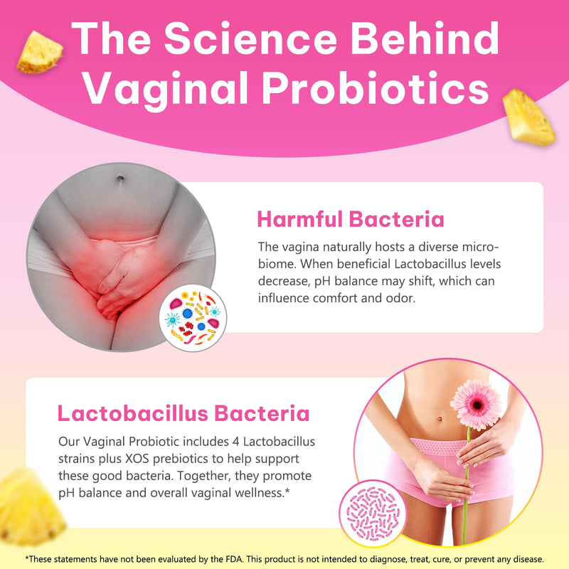 Feminine Balance Gummies for Women, Vaginal Probiotics with Prebiotics & Lactobacillus Probiotic Blend, Supports pH Balance & Immune Health, Womens Probiotic Slippery Elm (60 Count (Pack of 1)) 60 Count (Pack of 1)