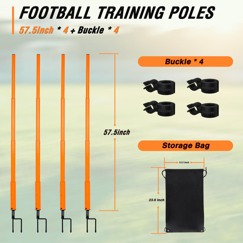 Hikeen Telescopic Length Soccer Poles Fixed & Collapsible Options Agility Training Hurdles and Football Obstacle for Teenager Soccer Training Outdoor Sports Speed Training Equipment Long-57.5" 4 rods