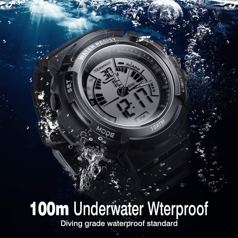 10ATM Waterproof Digital Scuba Diving Watch 100m Underwater for Swimming and Running with Stopwatch and Luminous LCD Display Built-in - BeesActive Australia