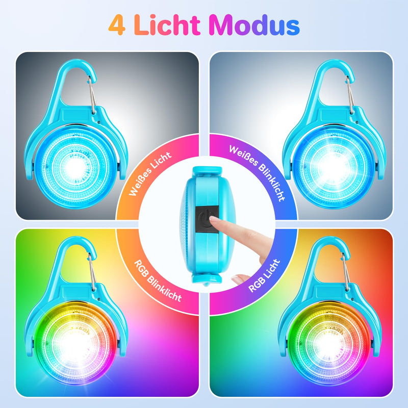 Dokkita light pendant dog rechargeable (RGB color changing dog light and 4 flashing modes), dog light LED rechargeable, LED flashing light school bag safety light USB rechargeable blue - BeesActive Australia