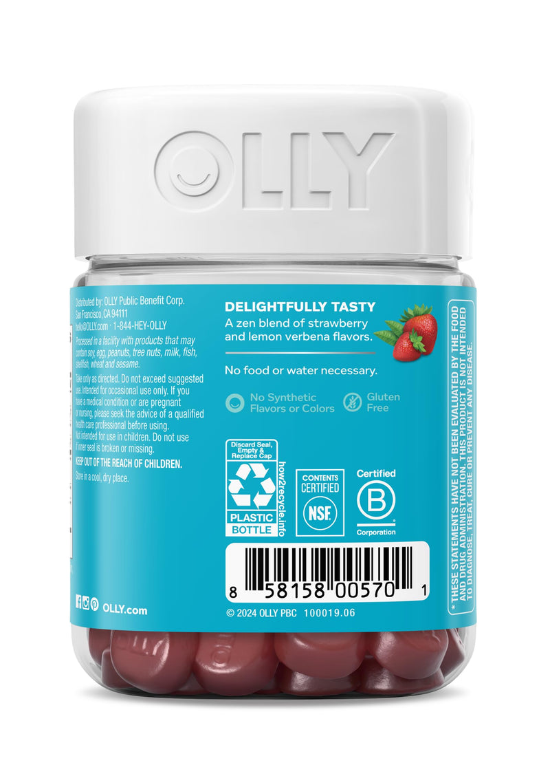 OLLY Goodbye Stress, Stress Support* Supplement, 50mg L-Theanine - 42 Count 42 Count (Pack of 1)