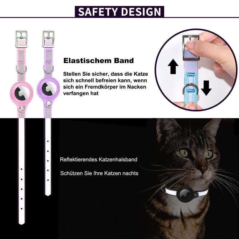 Airtag cat collar, leather airtag collar cat, reflective adjustable GPS cat collar, airtag case for tracking cat, anti-lost, airtag cat for large/medium/small cats (S, black... S black - BeesActive Australia