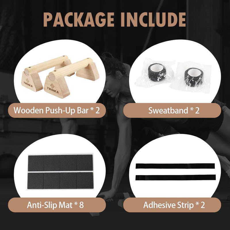 Wooden Parallettes Push Up Bars, 2 PCS Wood Calisthenics Bars with Non-Slip Base, Pushup Handles for Floor Home Fitness, Workout Equipment for Men and Women Strength Training 20cm