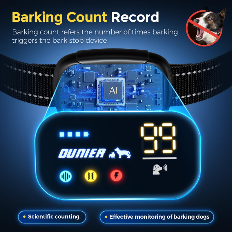 Dog Bark Collar 2 Pack, Rechargeable Smart Bark Collar for Large Medium Small Dogs 10-150lbs with Barking Count Record, Anti Barking Training Collar with 5 Adjustable Sensitivity Beep Vibration Shock - BeesActive Australia