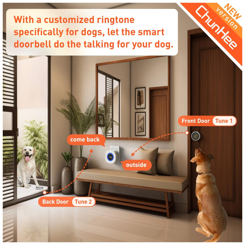 ChunHee Dog Bells to Go Outside,Customized Ringtones Bells for Dog Training to Go Outside,Dog Door Bell for Dogs to Ring to Go Potty,Dog Bells with Adjustable Volume,1 Receiver & 2 Dog Buttons 1 Receiver+2 Touch Button - BeesActive Australia