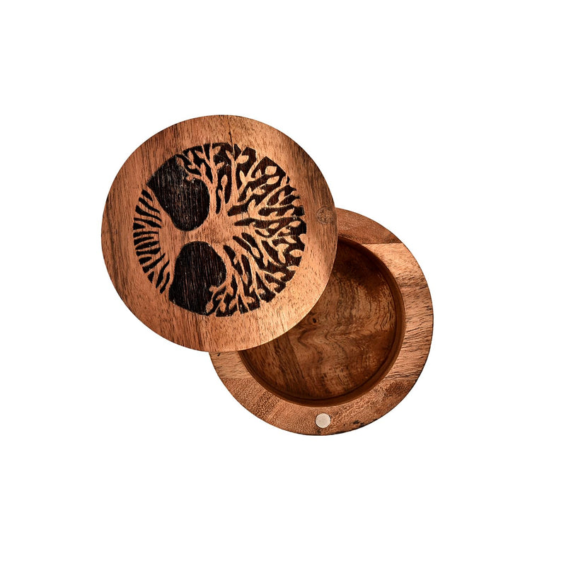 Samhita Handmade Acacia Wood Urn for Human Ashes, Tree of Life, Wooden Box Urns for Ashes, Urns for Ashes, Urn for Ashes (3.5" x 3.5" x 2.5") - BeesActive Australia