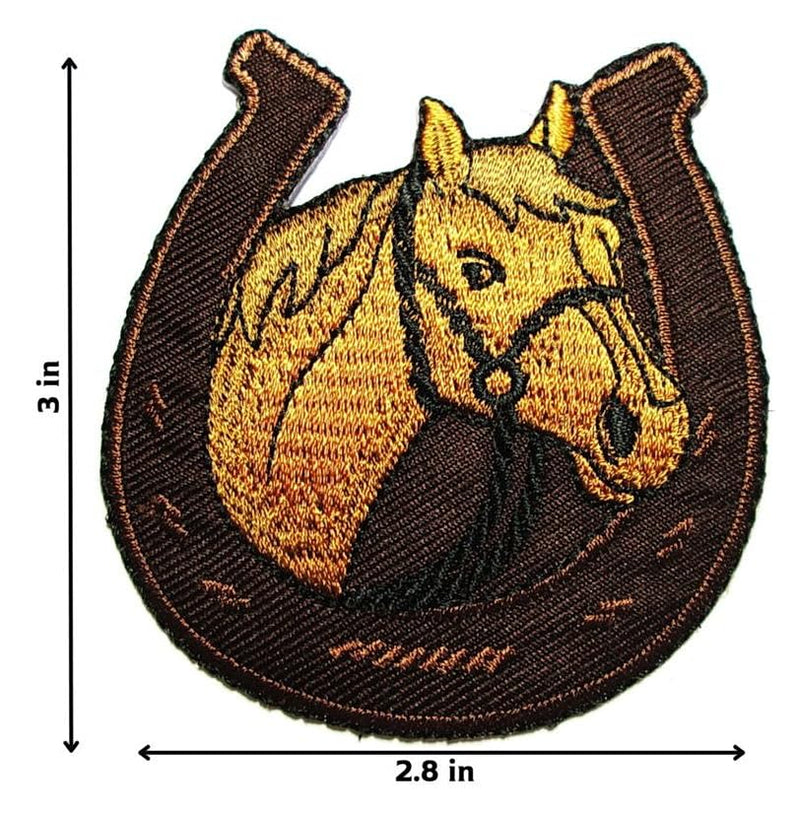 Horse Equestrian Horseshoe Embroidered Iron on Patch - BeesActive Australia