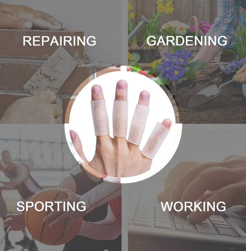 Sumifun Finger Sleeves, 20PCS Gel Thumb Finger Tubes for Arthritis, Trigger Finger Pain, Silicone Fingers Protector for Golf, Basketball, Golf, Rugby, Cracked Finger Clear