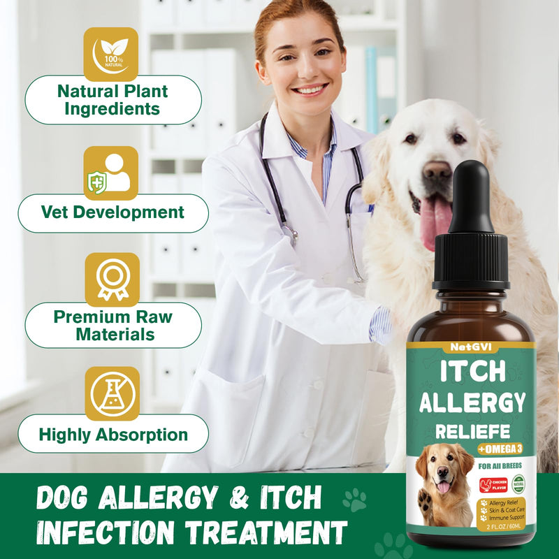 Dogs Allergy Itch Relief Drops, Yeast Infection Treatment for Dog for Itchy Skin and Itchy Ear, Allergy & Paw Itching, Soothes Irritation & Reduces Inflammation Herbal Dog Supplement Drops 1 Pack
