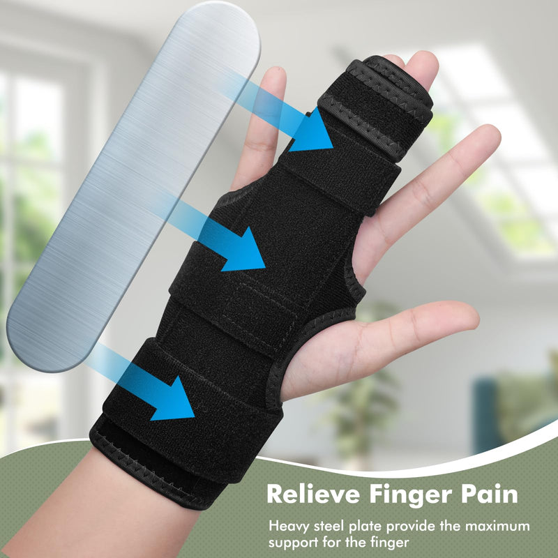 Trigger Finger Splint, 2 Finger Brace for Index, Middle, Ring, Pinky Finger, Treatment for Hand Fractures, Arthritis (L/XL, Right) L/XL