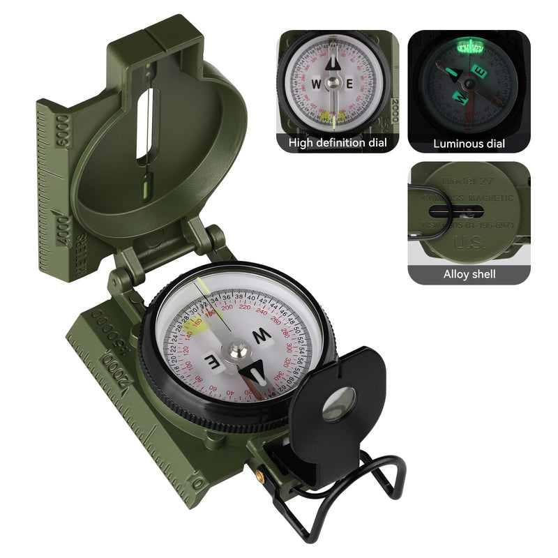 Compass Hiking Survival, Wilderness Survival Compass for Kids- Magnetic Gear Set Navigation Map- Backpacking Camping Hunting Survival Green-2G - BeesActive Australia