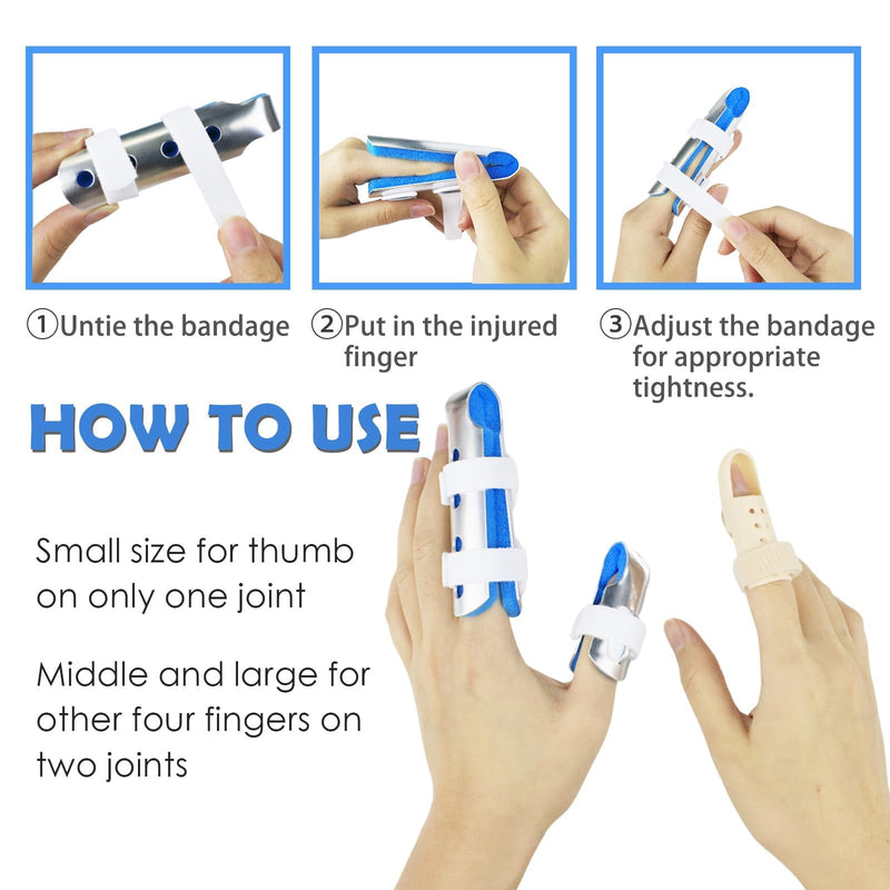 6 Pcs Finger Splints Finger Support Brackets Finger Stabilizers Fracture Rehabilitation Finger Straightening Arthritis Knuckle Immobilizationm Blue Medium - BeesActive Australia