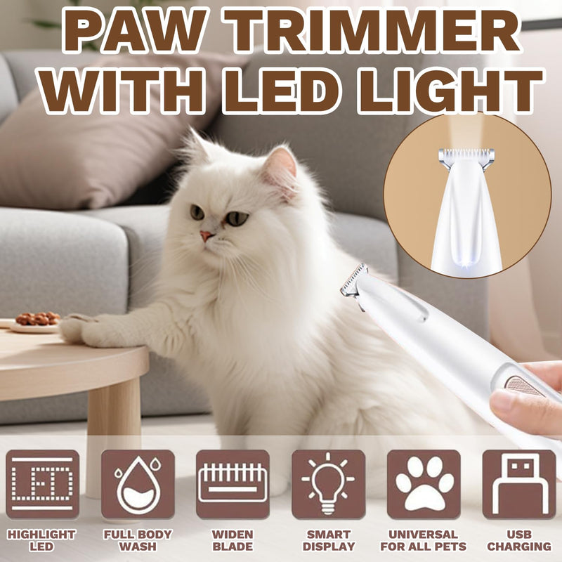 Dog clipper, waterproof quiet rechargeable pet paw trimmer with LED light, professional dog trimmer for thick, long and curly pet hair - BeesActive Australia