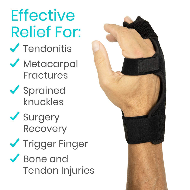 Vive Boxer Finger Splint Brace- Supports Pinky, Ring, Middle Metacarpals and Knuckles - Right or Left Adjustable Hand Brace - Straightening for Trigger Finger, Injury, Fracture, Broken, Tendonitis (7.75 Inch) 7.75 Inch