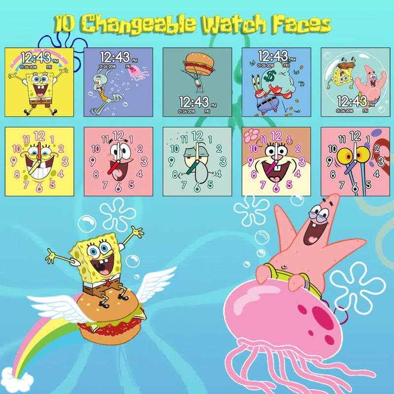 SpongeBob SquarePants Kids Smart Watch Touchscreen with Camera Games Stopwatch Alarm Fitness Tracker Photo Video Recorder – Fits Wrist Sizes 5.5" to 8" - BeesActive Australia