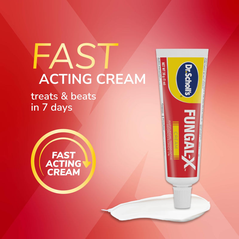 Dr. Scholl's Fungal-X Cream - Treatment for Athlete's Foot, Jock Itch, Ringworm, Relief from Itching, Burning, Stinging, Treat & Beat in 7 Days, Full Prescription Strength, 1 oz