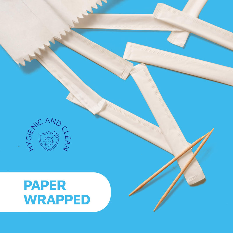 Montopack Individually Paper Wrapped Toothpicks | Eco-Friendly Bulk Pack of 1000 Wooden Food Safe Fruit Pick for Appetizers Cocktail Barbecue & Party | Double Pointed Tooth Picks for Teeth Cleaning - BeesActive Australia