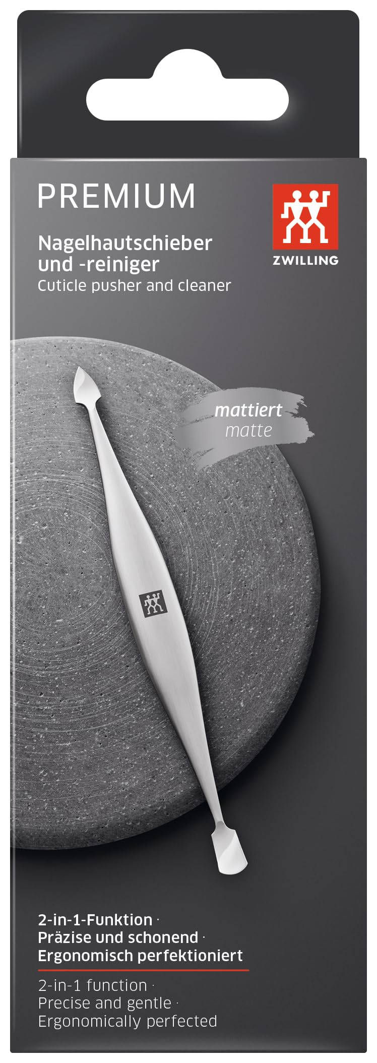 ZWILLING Cuticle Pusher (nail cleaner, double ended tool, suitable for natural and artificial nails), Premium, Silver, 5 inch Scraper Cleaner - BeesActive Australia
