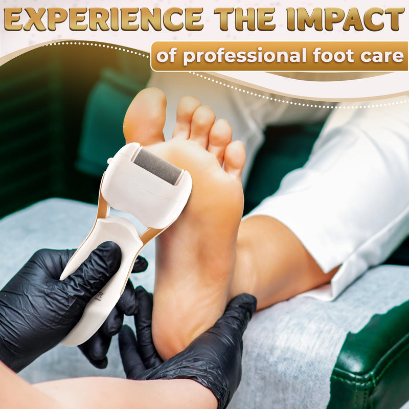 Electric Callus Remover for Feet – Electric Foot Filer with 3 Replacement Rollers & 360° Rotating Head – Hard Skin Remover for Feet with Ergonomic Handle for Easy Grip & Control in Home Pedicure Gold Callus Remover - BeesActive Australia
