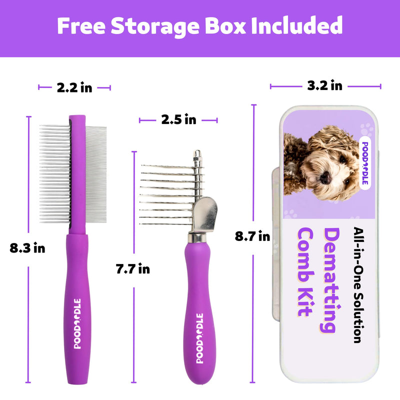 Pain-Free Dematting Comb Kit for Dogs & Cats, Dematting Rake & Detangling Dual-Side Comb Set, Dematting Brush for Dogs & Cats, Pet Grooming Tools Kit for Poodle Doodle & All Long Haired Pets - BeesActive Australia