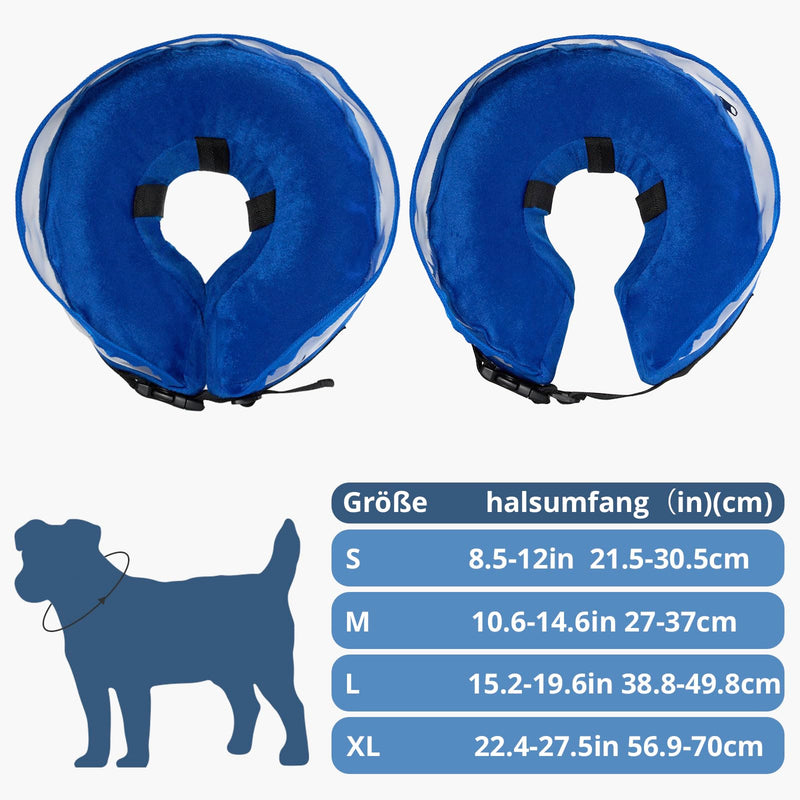 Heatail Dog Neck Brace, Inflatable Leak Protection Dog Cat Removable Dog Collar for Recovery After Operations or Wounds for Dogs (S) Blue S (Neck Circumference: 21.5-30.5cm) - BeesActive Australia