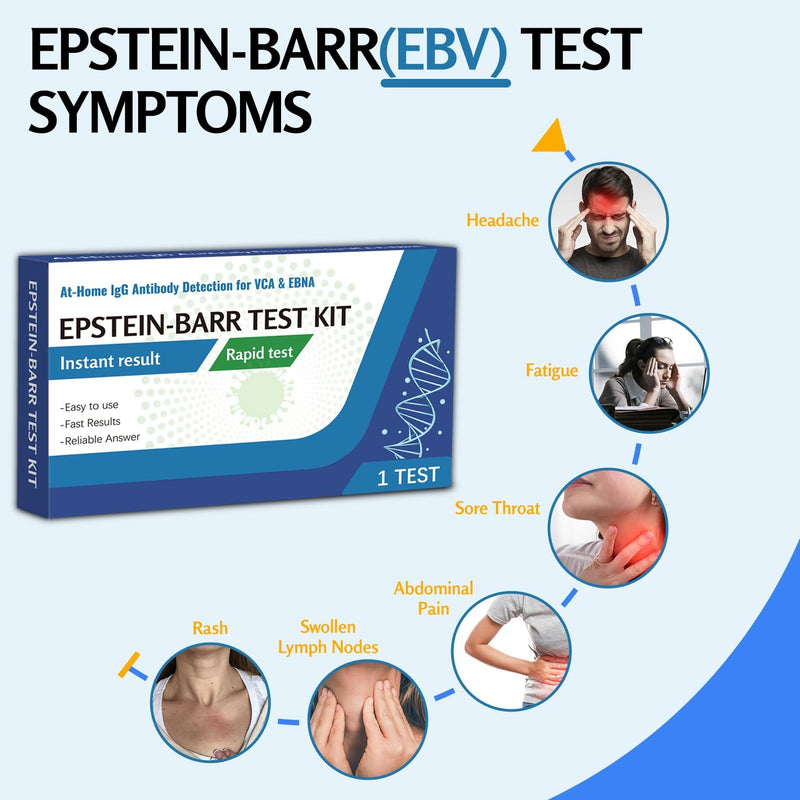 Epstein-Barr (EBV) Test Kit at-Home – No Need for a lab Visit– Detects IgG Response to VCA & EBNA (for in Vitro Diagnostic Use Only), Finger-Prick Sample. 1 Count (Pack of 1)