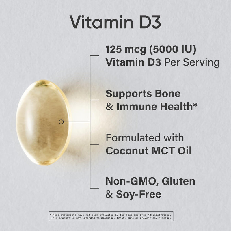 Sports Research Vitamin D3 5000 IU with Coconut MCT Oil - Extra Strength Vitamin D Supplement - Non-GMO Verified, Gluten & Soy Free – 125mcg, 30 Liquid Softgels (Pack of 2) 30 Count (Pack of 2) D3 (5,000 IU)