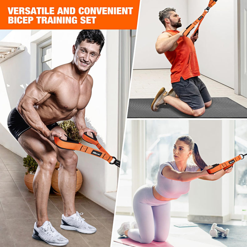 Home Gym Equipment, Heavy Resistance Bands with Handles, Tricep Workout Equipment, Bicep Curl Workout, Pull Down Attachment for Arms Back Exercise, Best Replacement for Lift Pulley System - BeesActive Australia