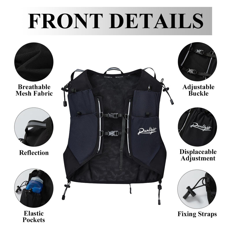 Hydration Vest Backpack,Lightweight Water Running Vest Pack with 1.5L Water Bladder Bag Daypack for Hiking Trail Running Cycling Race Marathon for Women Men (Black), W118-1
