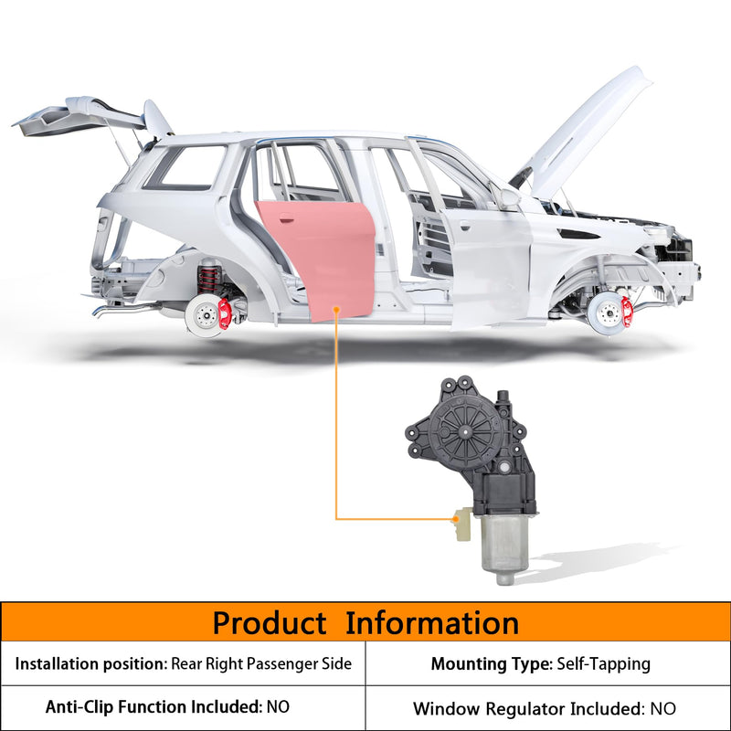 2 pins Power Window Motor Compatible with Jeep Patriot Compass Sport Utility 2007-2017/Dodge Caliber Hatchback 2007-2012 Rear Right Passenger Side，Replace for 5179962AA 742-173 82-40002
