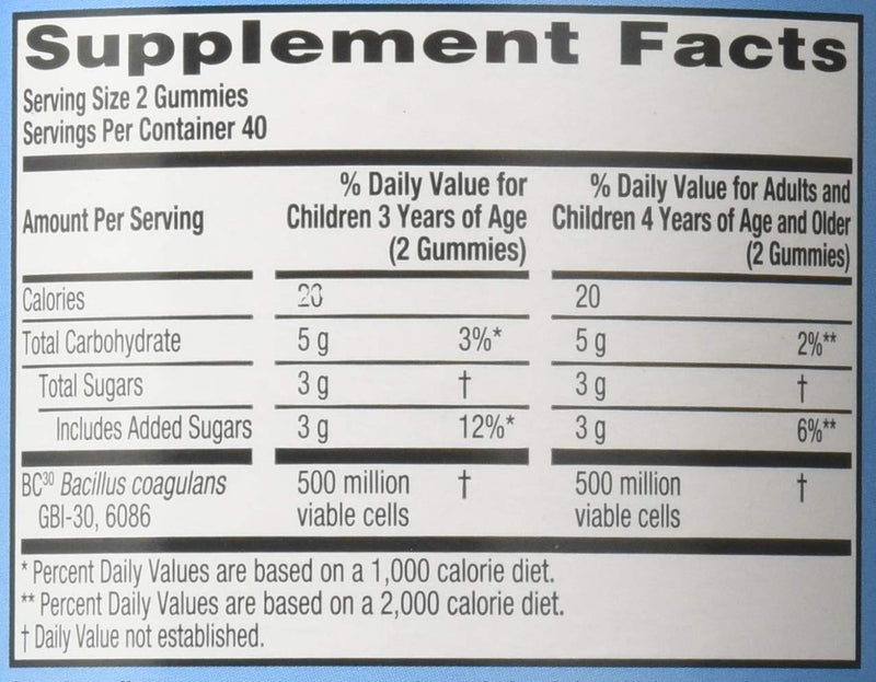 Digestive Advantage Daily Kids Probiotics - 2X 80ct Fruit Flavor Gummies natural fruit flavours 80 Count (Pack of 2)