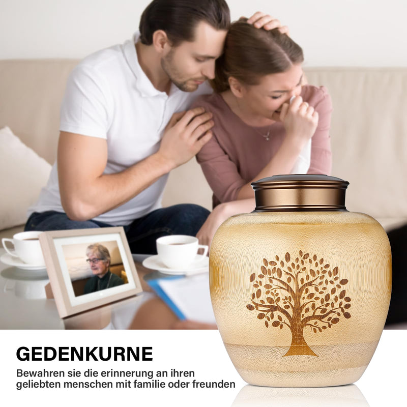 HOOMTREE Small Urns for Human or Pet Ashes Made of Bamboo, Small Keepsake Urns with Tree of Life Pattern Engraved, Small Funeral Urn for Human Ashes, Small, 1 Piece, 50 Cubic Inches - BeesActive Australia