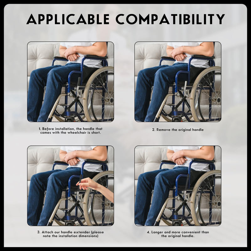 1 Pair Wheelchair Brake Extenders,Wheelchair Handle Extenders,Heavy Duty Iron with Ergonomic Grip,Wheelchair Accessories Universal Fit for Enhanced Mobility & Door Clearance Black 6.7 Inches