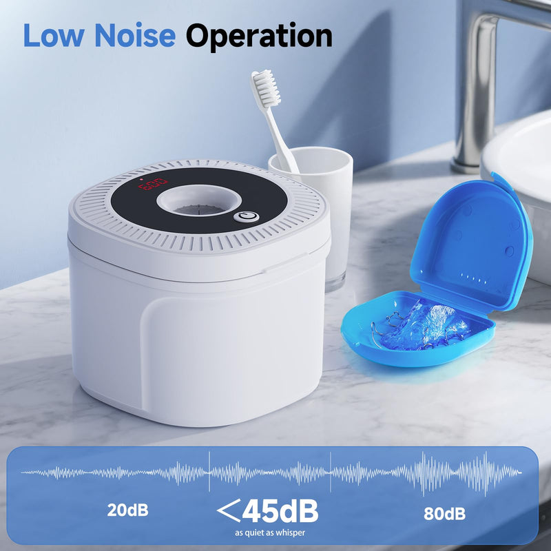 Ultrasonic Retainer Cleaner Machine, 45kHz Dental Cleaning Pod for Denture, Aligner, Nightguard, Mouth Guard, Toothbrush, Jewelry, with Digital Timer, 200ML & 4 Modes for All Dental Appliances S White - BeesActive Australia