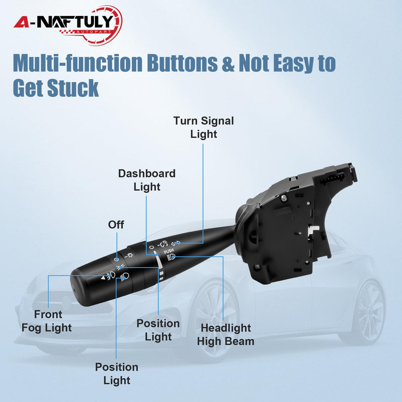 Multi-Function Turn Signal Switch Fits for 2007-2017 Jeep Wrangler JK Patriot Compass, 2008-2010 Jeep Liberty Commander Grand Cherokee, Dodge Nitro & More, Fog Light Control Headlight Dimmer, CBS-1703