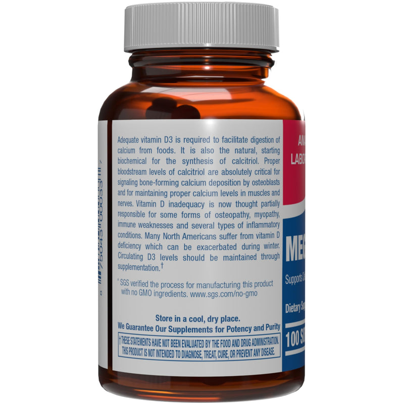 High Absorption Vitamin D3 1000IU - Clinical Formula Adult Vitamin D Supplement for Men and Women for Bone Teeth Muscle Mood and Immune Support - Easy to Swallow VIT D3 25 mcg - 100 Servings