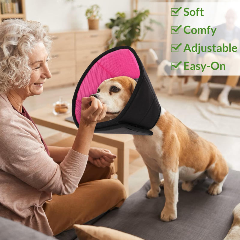 CITÉTOILE Neck collar for dogs, comfortable protective measures, protective collar for dogs, adjustable dog collar, prevention of bite and neck collar lick wounds, pink grey, M pink + grey - BeesActive Australia