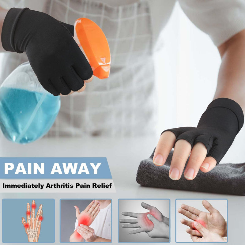 2 Pairs Copper Arthritis Compression Gloves for Rheumatoid, Osteoarthritis, Carpal Tunnel Pain Relief, Compression Hand Gloves for Women & Men,Anti-Slip Fingerless Gloves for Work,Typing (M) Medium